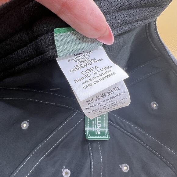 L.L. Bean Hat Cap Wool Leather Strap Back Gray Brown Brim One Size Outdoor - Picture 3 of 8